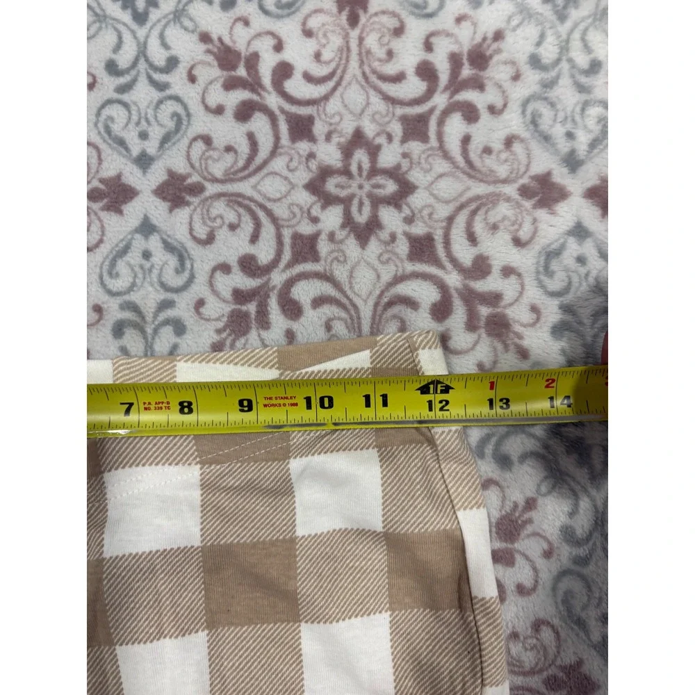 Old Navy Unisex Kids XL 12 Pajama Pants Tan White Buffalo Plaid Cotton Leggings